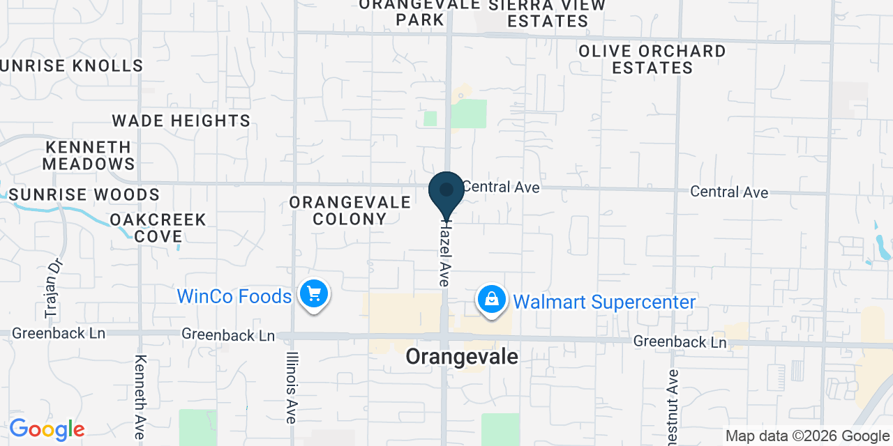 Map showing Orangevale, Sacramento County, CA