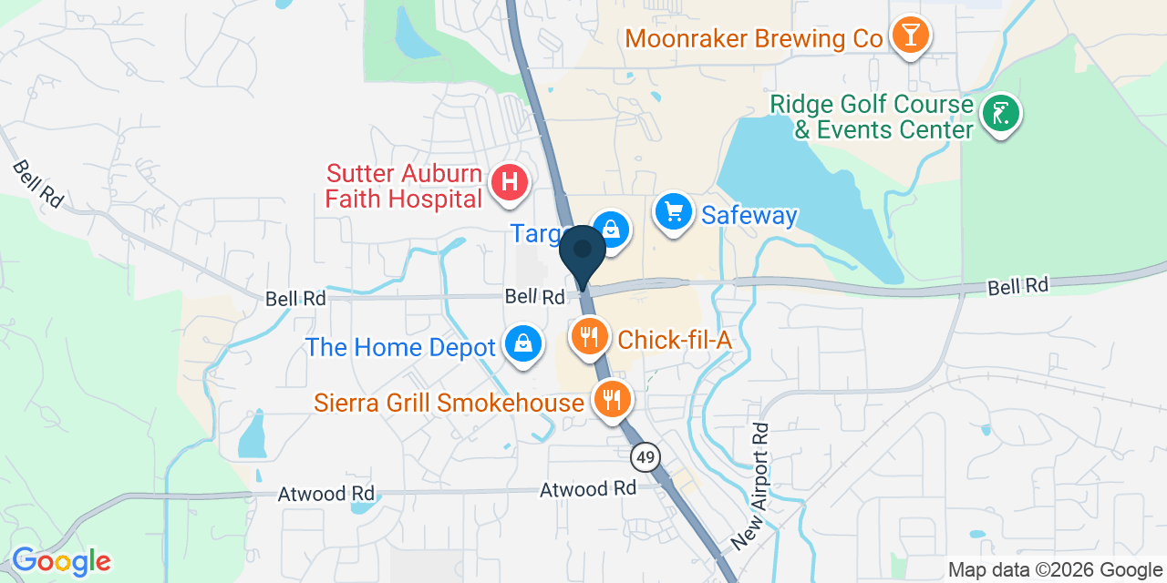 Map showing North Auburn, Placer County, CA