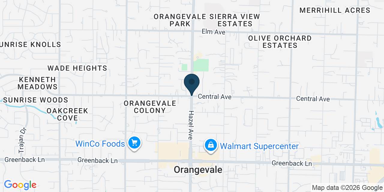 Map showing Orangevale, Sacramento County, CA