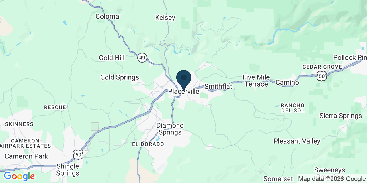 Map showing Placerville, El Dorado County, CA