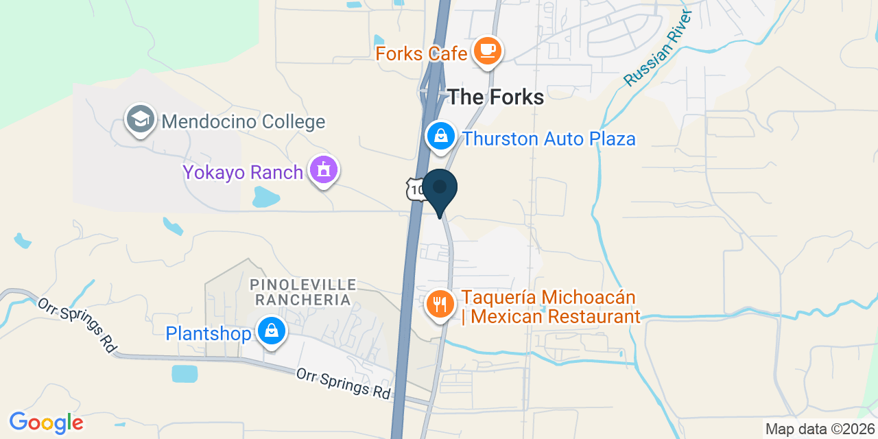 Map showing Ukiah, Mendocino County, CA