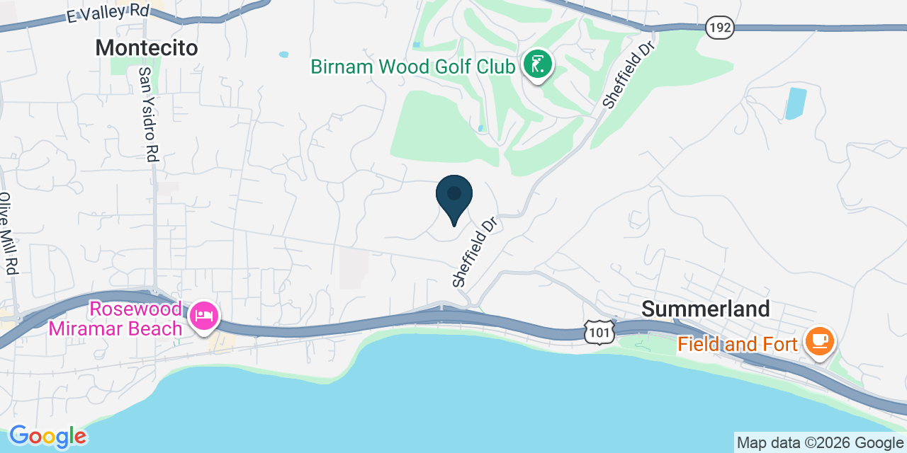 Map showing Montecito, Santa Barbara County, CA
