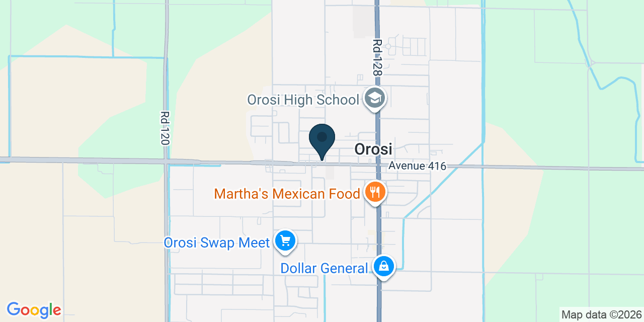 Map showing Orosi, Tulare County, CA