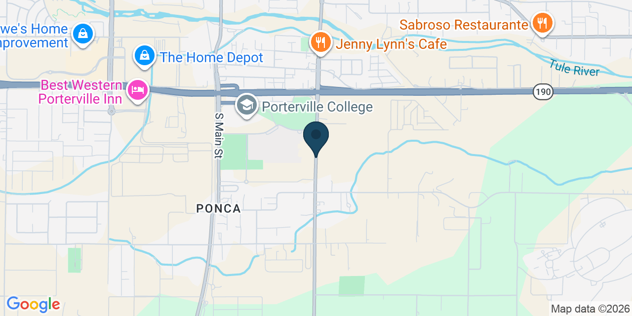 Map showing Porterville, Tulare County, CA