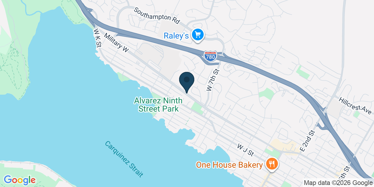 Map showing Benicia, Solano County, CA