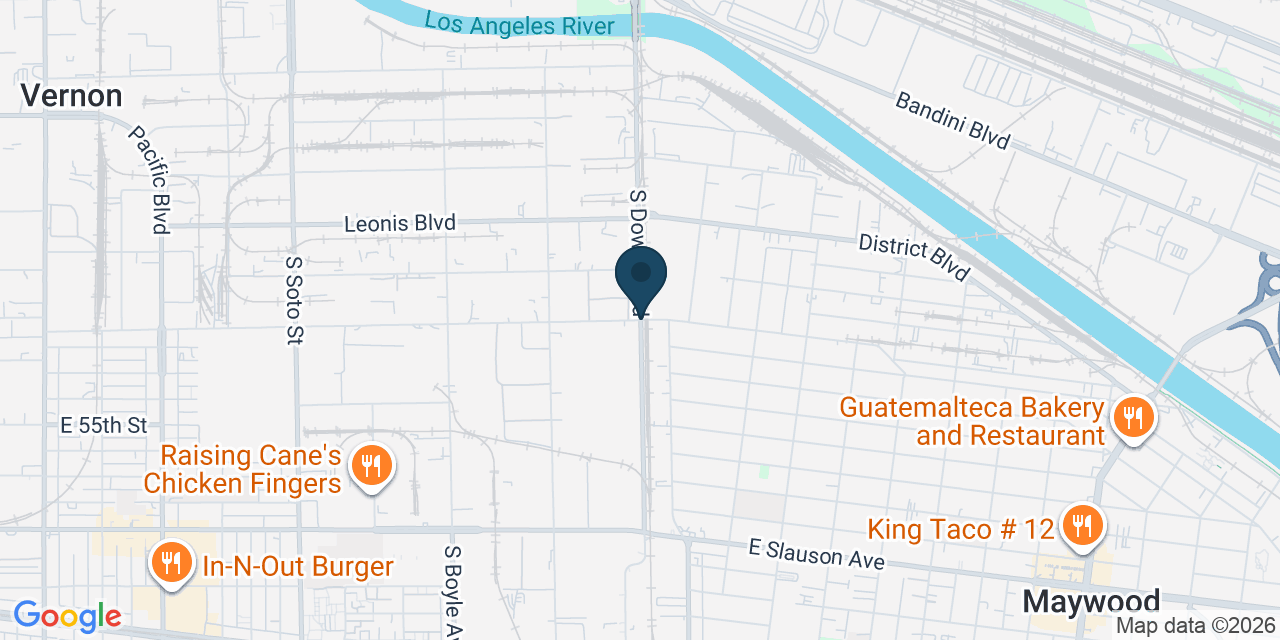 Map showing Vernon, Los Angeles County, CA