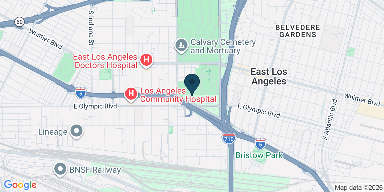 Map showing East Los Angeles, Los Angeles County, CA