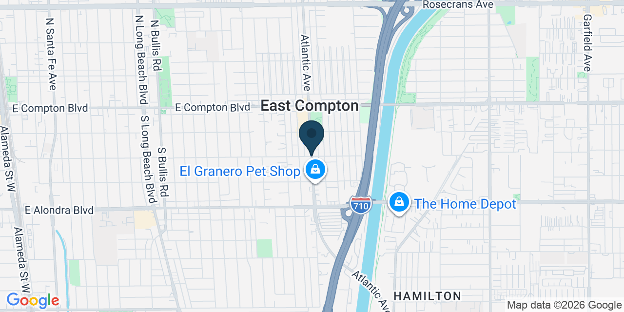 Map showing East Compton, Los Angeles County, CA