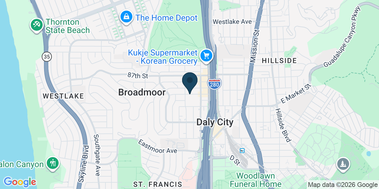 Map showing San Mateo County, CA