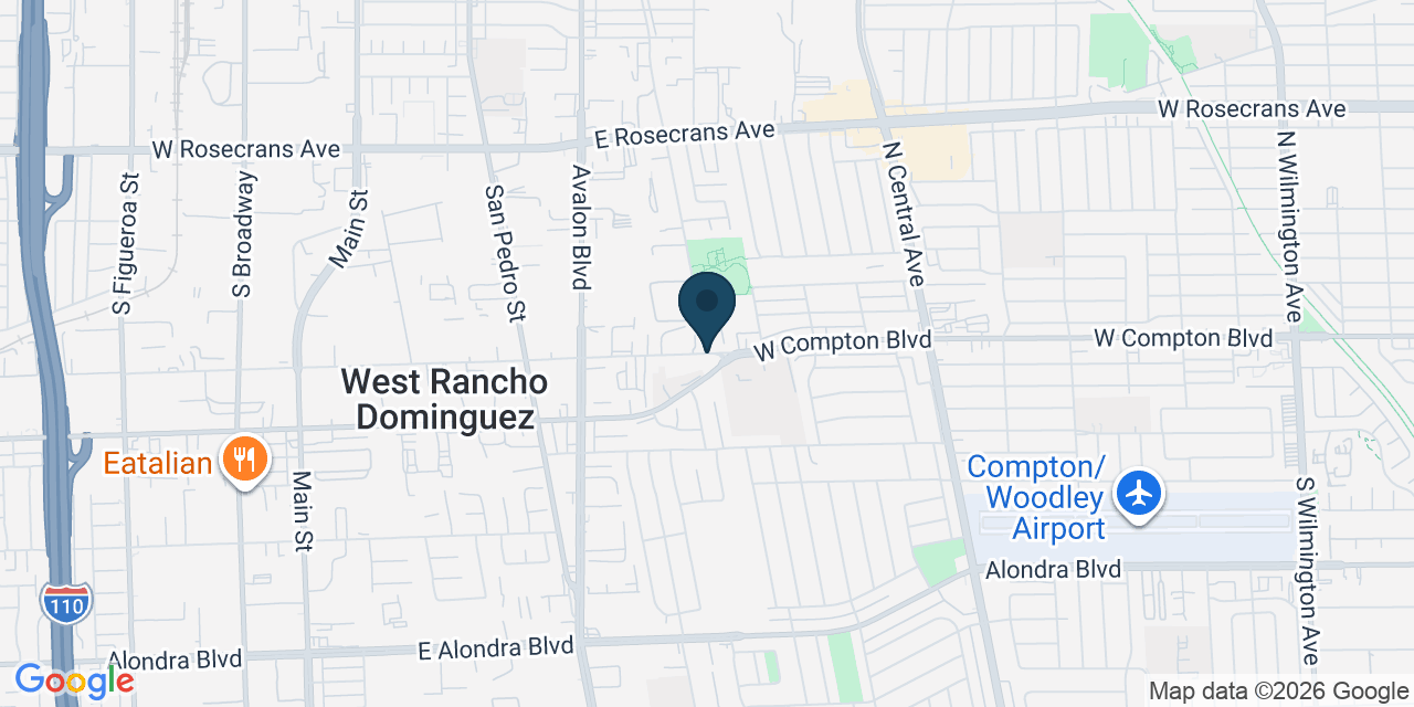Map showing West Rancho Dominguez, Los Angeles County, CA