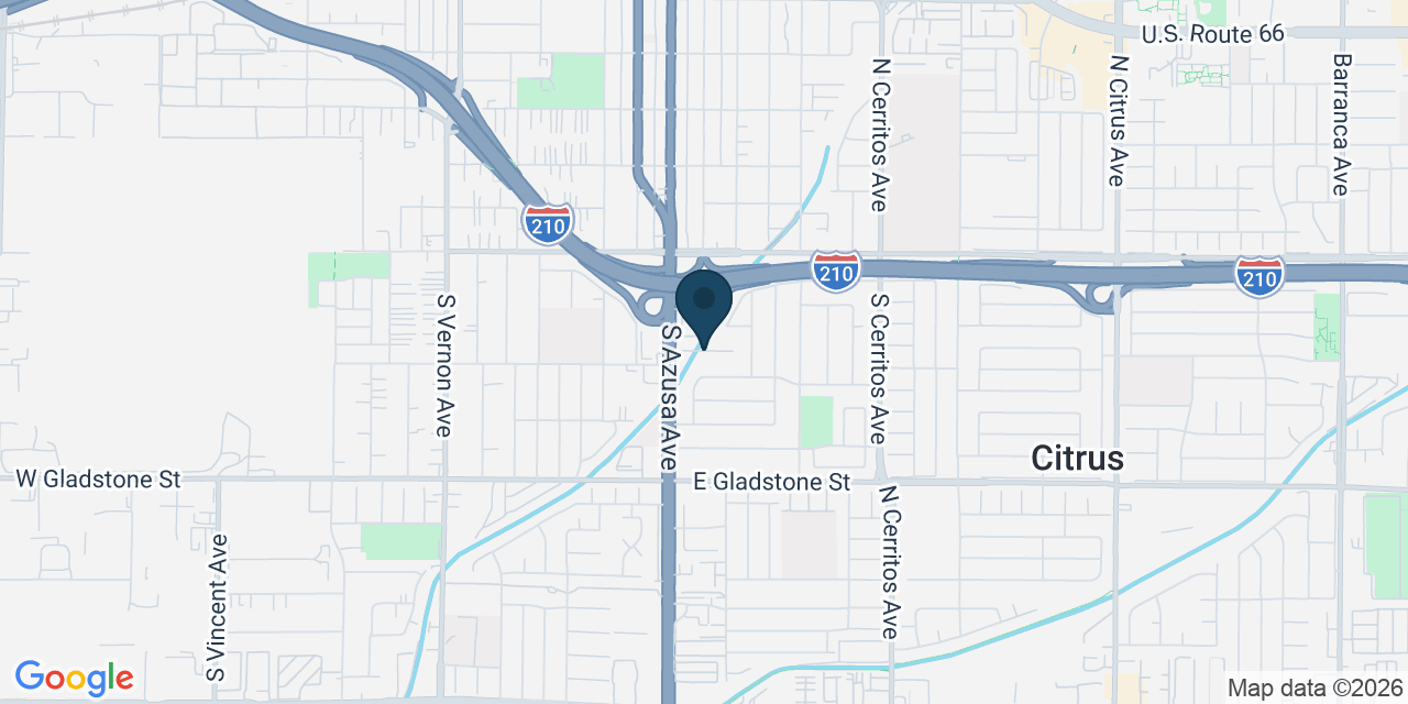 Map showing Azusa, Los Angeles County, CA
