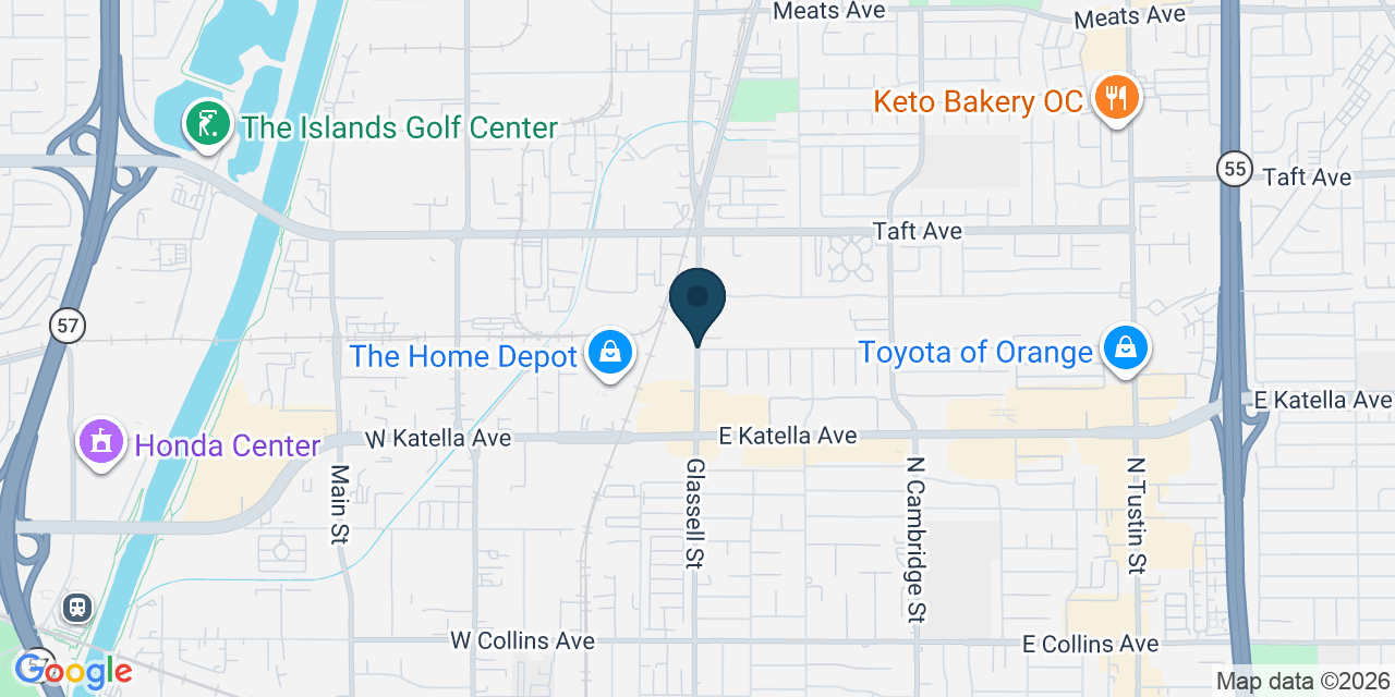 Map showing Orange County, CA