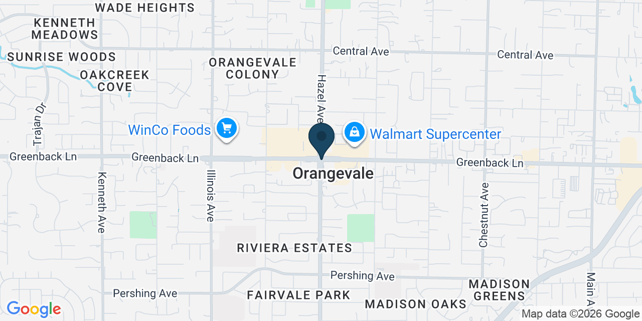 Map showing Orangevale, Sacramento County, CA
