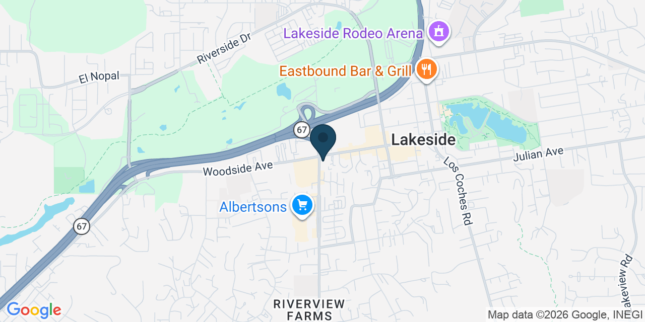 Map showing Lakeside, San Diego County, CA