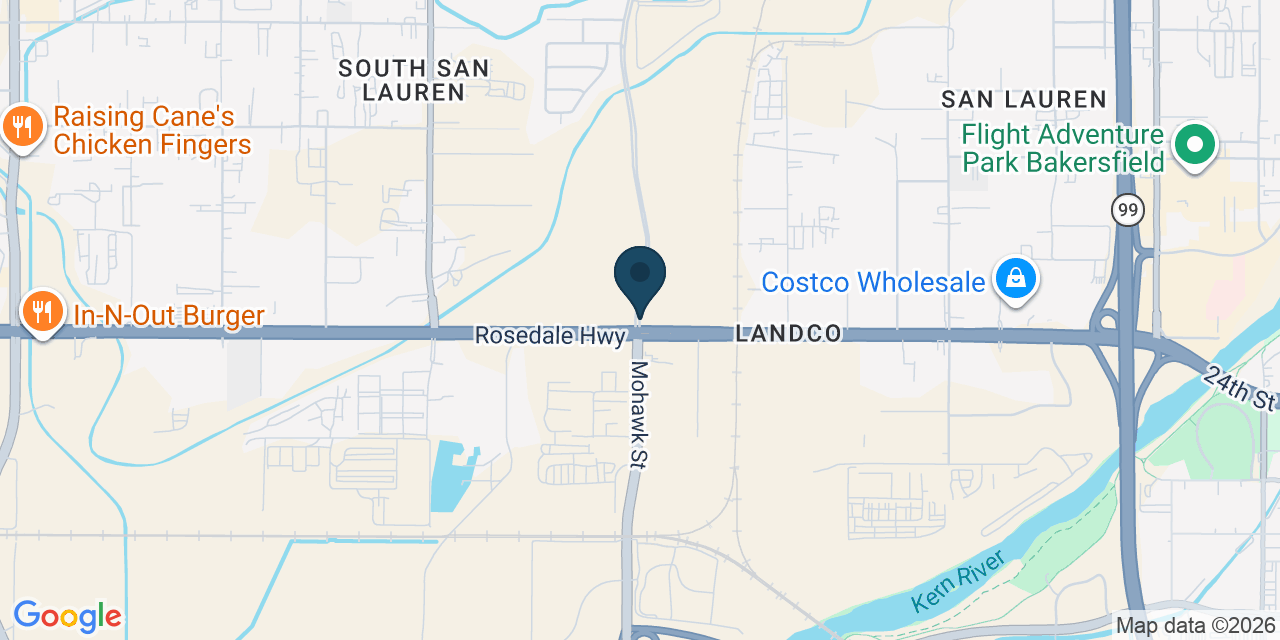 Map showing Bakersfield, Kern County, CA