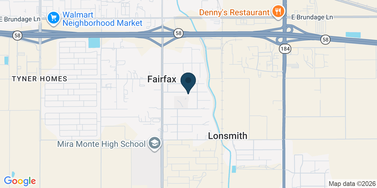 Map showing Bakersfield, Kern County, CA
