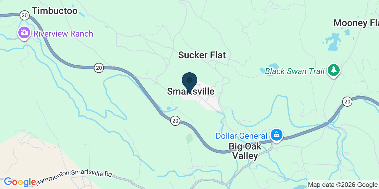 Map showing Smartsville, Yuba County, CA