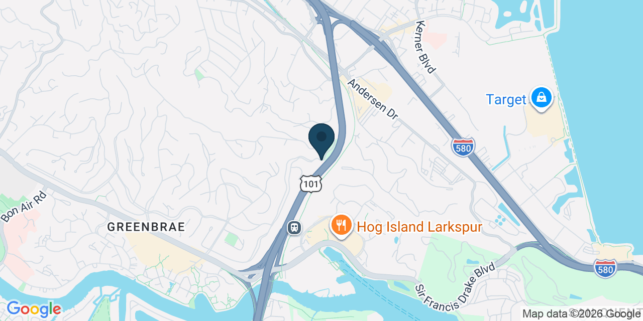Map showing Larkspur, Marin County, CA