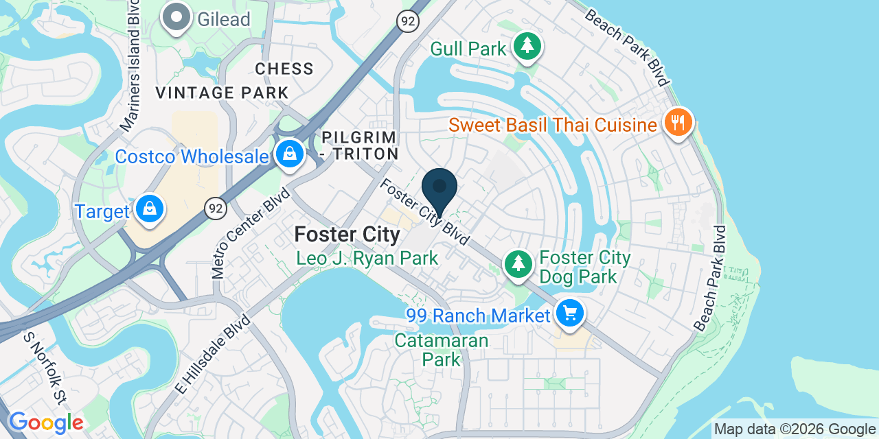 Map showing Foster City, San Mateo County, CA