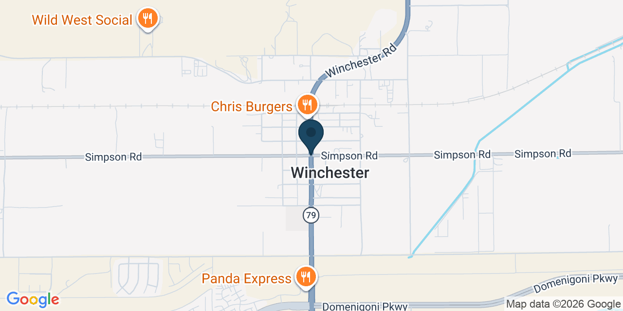 Map showing Winchester, Riverside County, CA