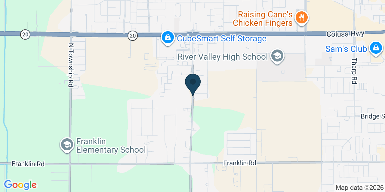 Map showing Yuba City, Sutter County, CA