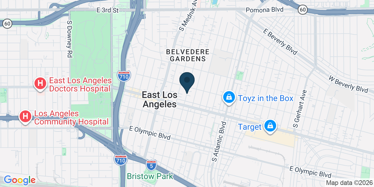 Map showing East Los Angeles, Los Angeles County, CA