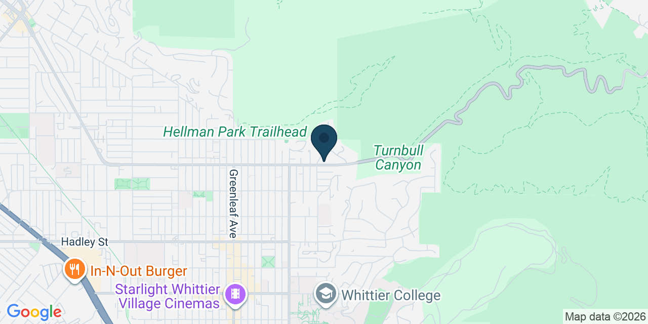 Map showing Whittier, Los Angeles County, CA