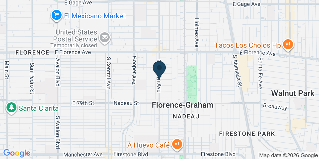 Map showing Florence-Graham, Los Angeles County, CA