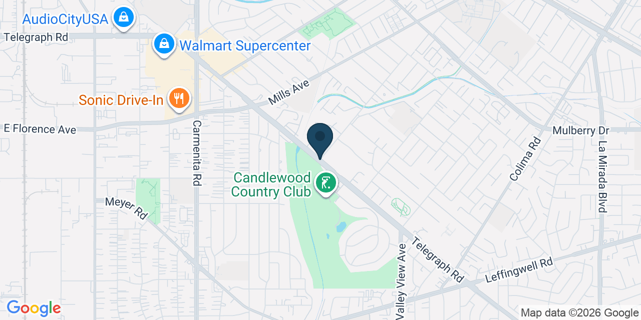 Map showing South Whittier, Los Angeles County, CA