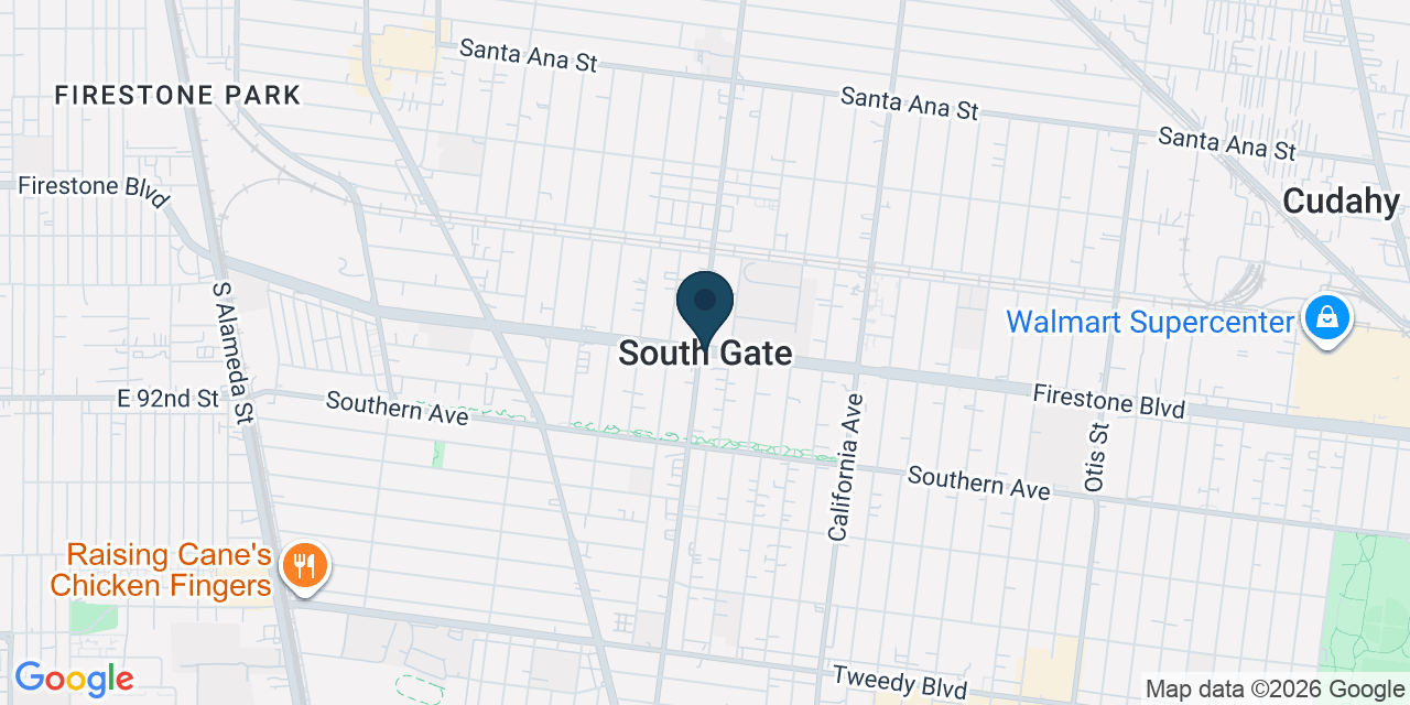Map showing South Gate, Los Angeles County, CA