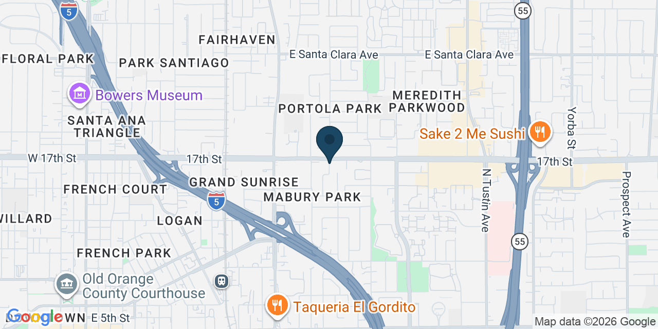 Map showing Santa Ana, Orange County, CA