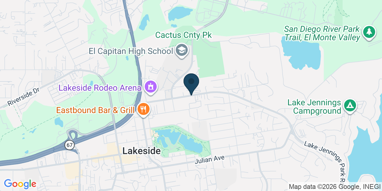Map showing Lakeside, San Diego County, CA