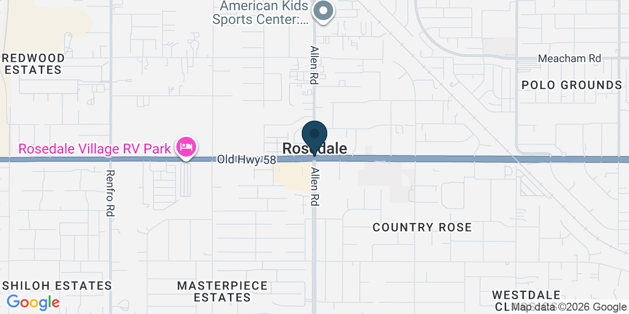 Map showing Rosedale, Kern County, CA