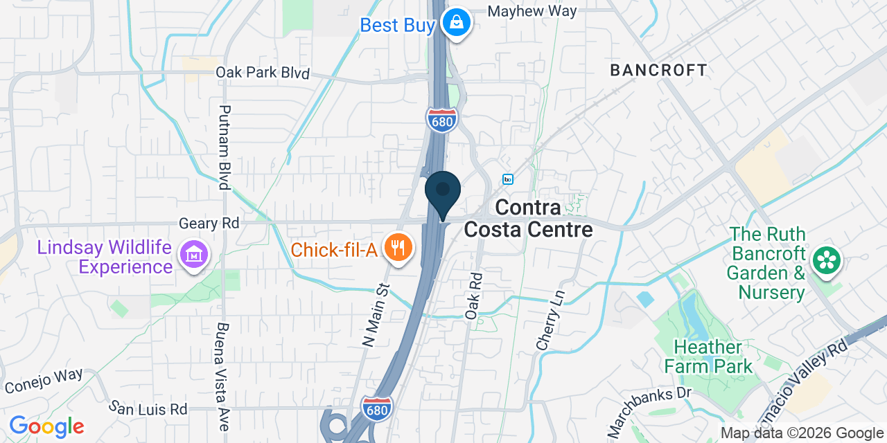 Map showing Contra Costa Centre, Contra Costa County, CA