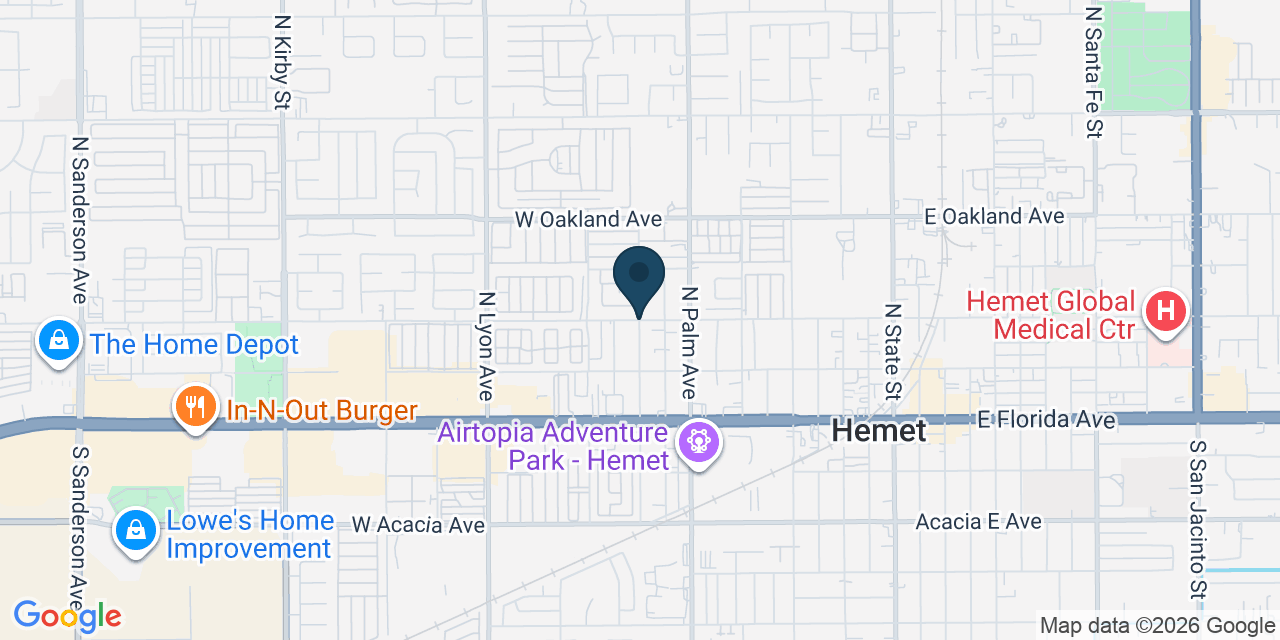 Map showing Hemet, Riverside County, CA