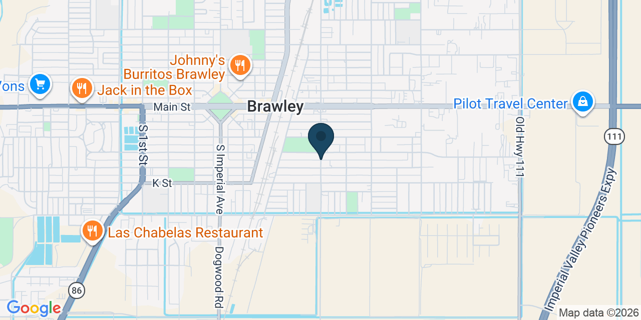 Map showing Brawley, Imperial County, CA