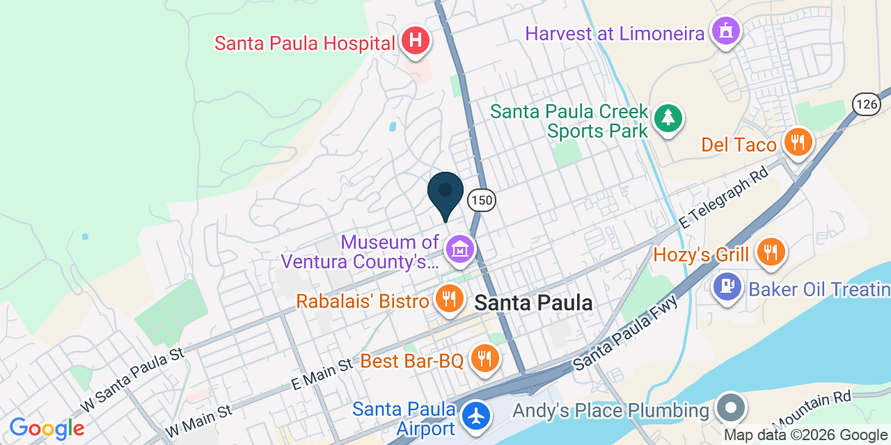 Map showing Santa Paula, Ventura County, CA