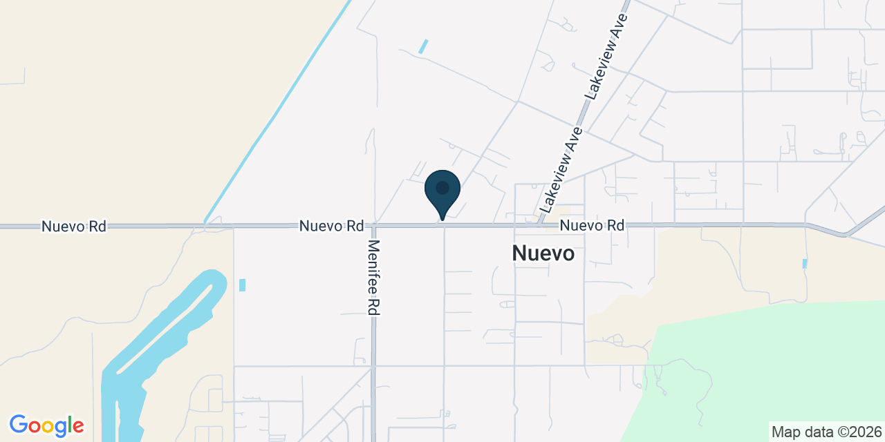 Map showing Nuevo, Riverside County, CA