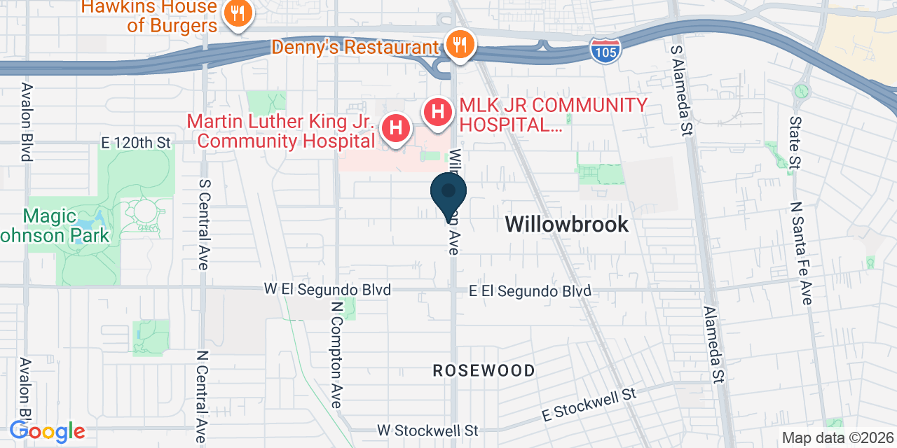 Map showing Compton, Los Angeles County, CA