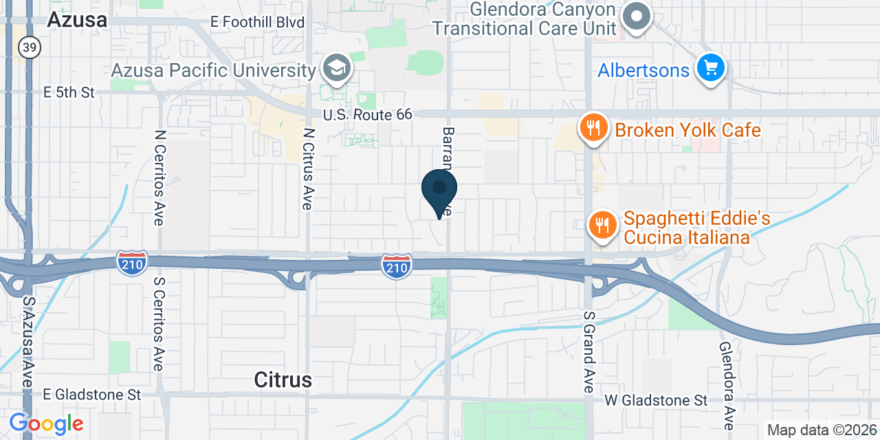 Map showing Azusa, Los Angeles County, CA