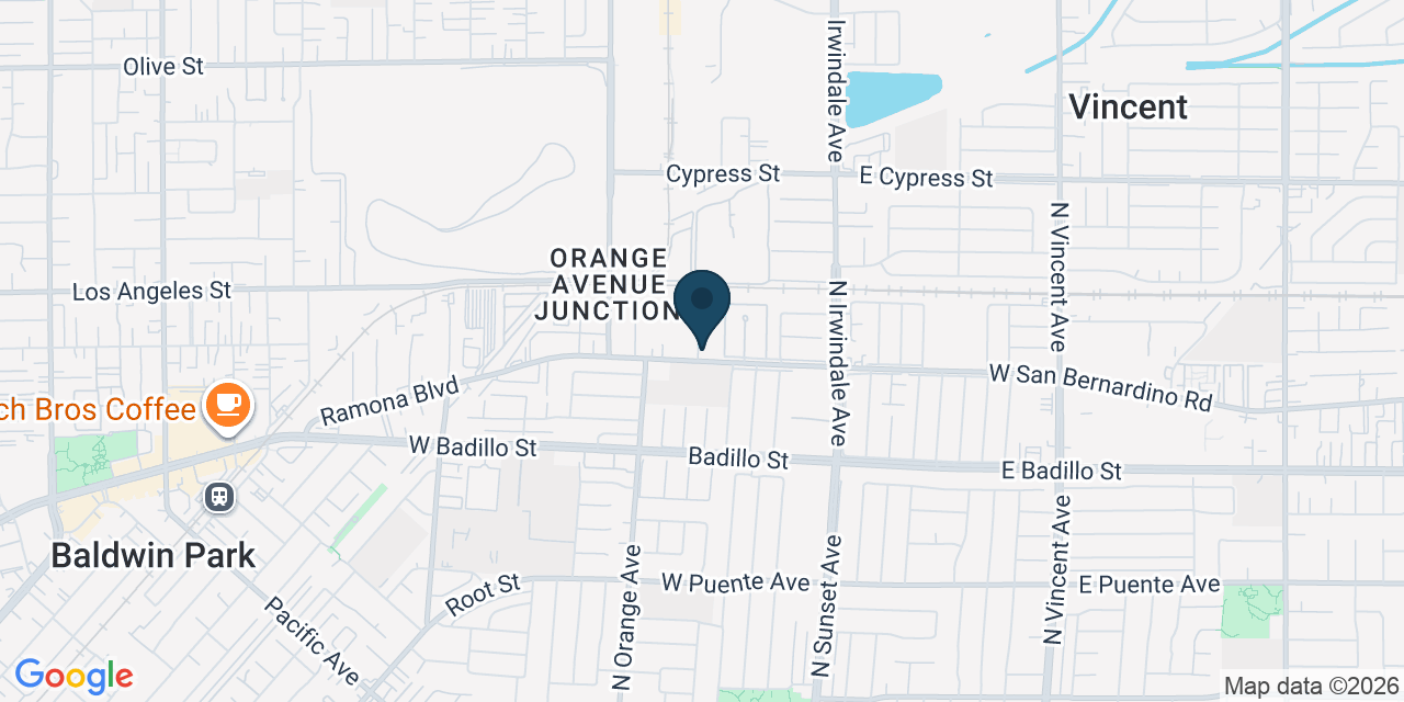 Map showing West Covina, Los Angeles County, CA