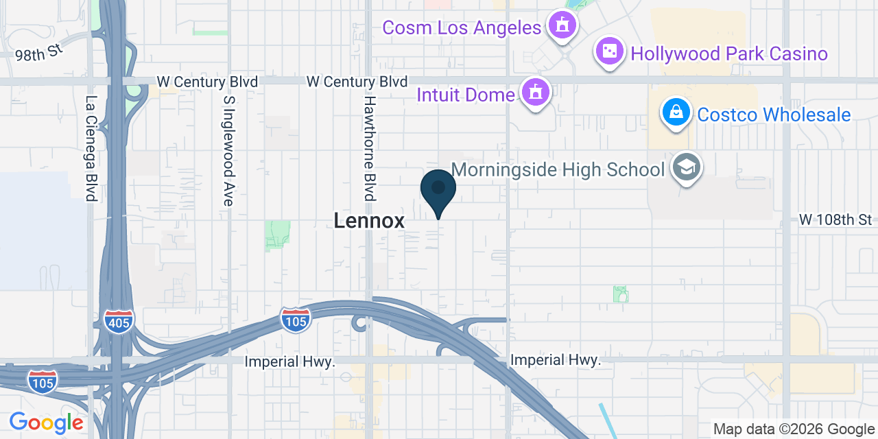 Map showing Lennox, Los Angeles County, CA