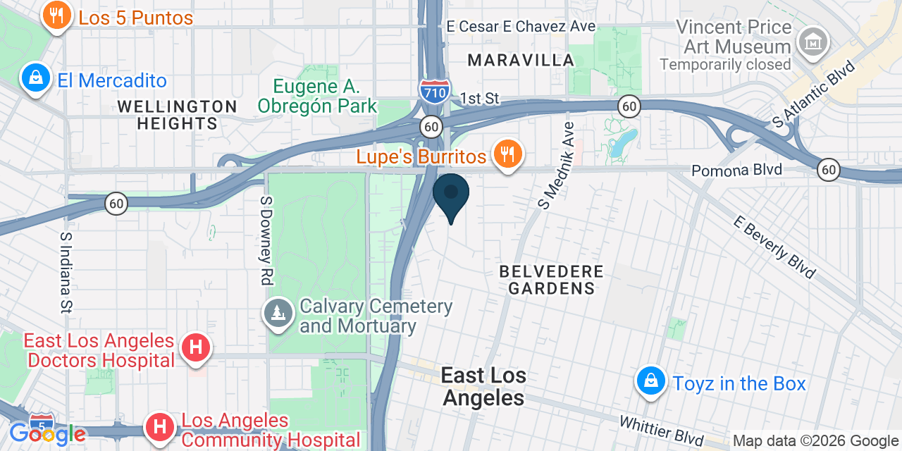 Map showing East Los Angeles, Los Angeles County, CA