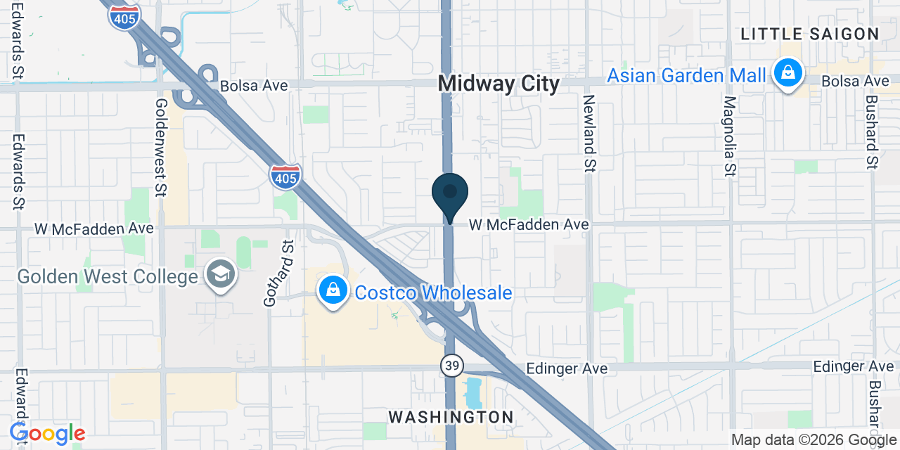 Map showing Midway City, Orange County, CA