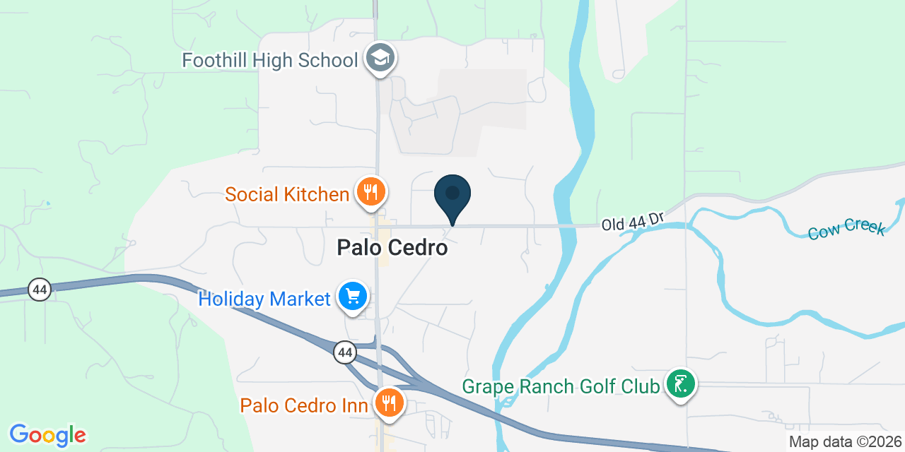 Map showing Palo Cedro, Shasta County, CA