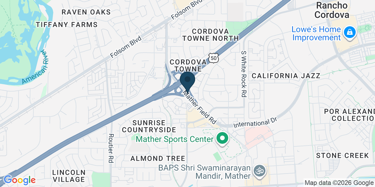 Map showing Rancho Cordova, Sacramento County, CA