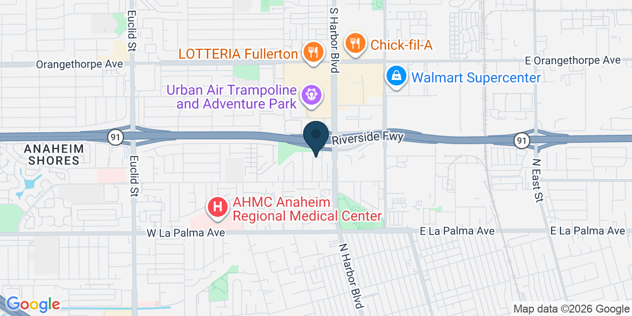 Map showing Anaheim, Orange County, CA