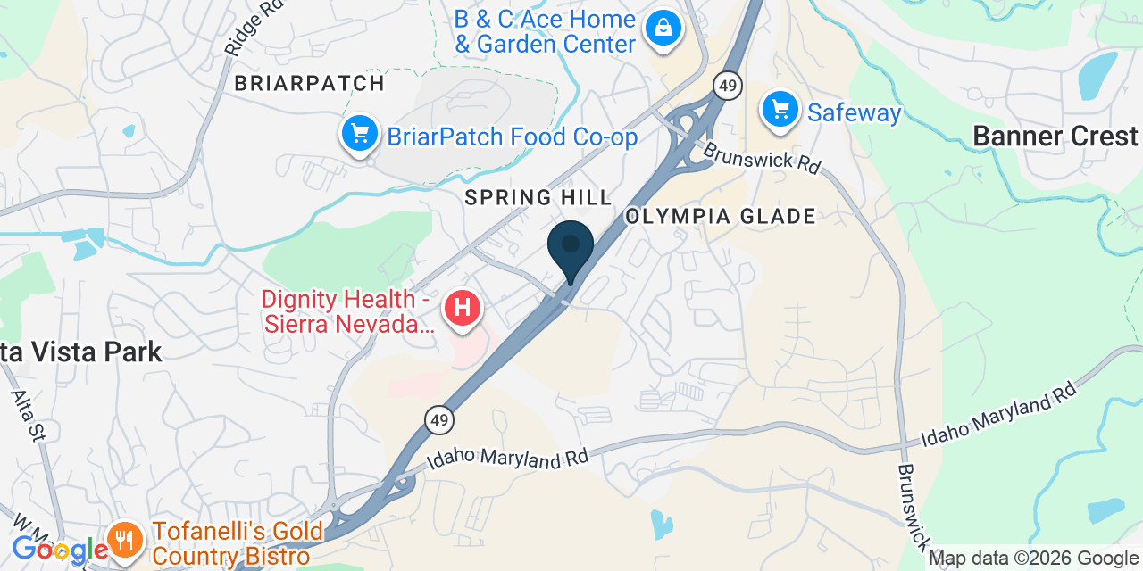 Map showing Nevada County, CA