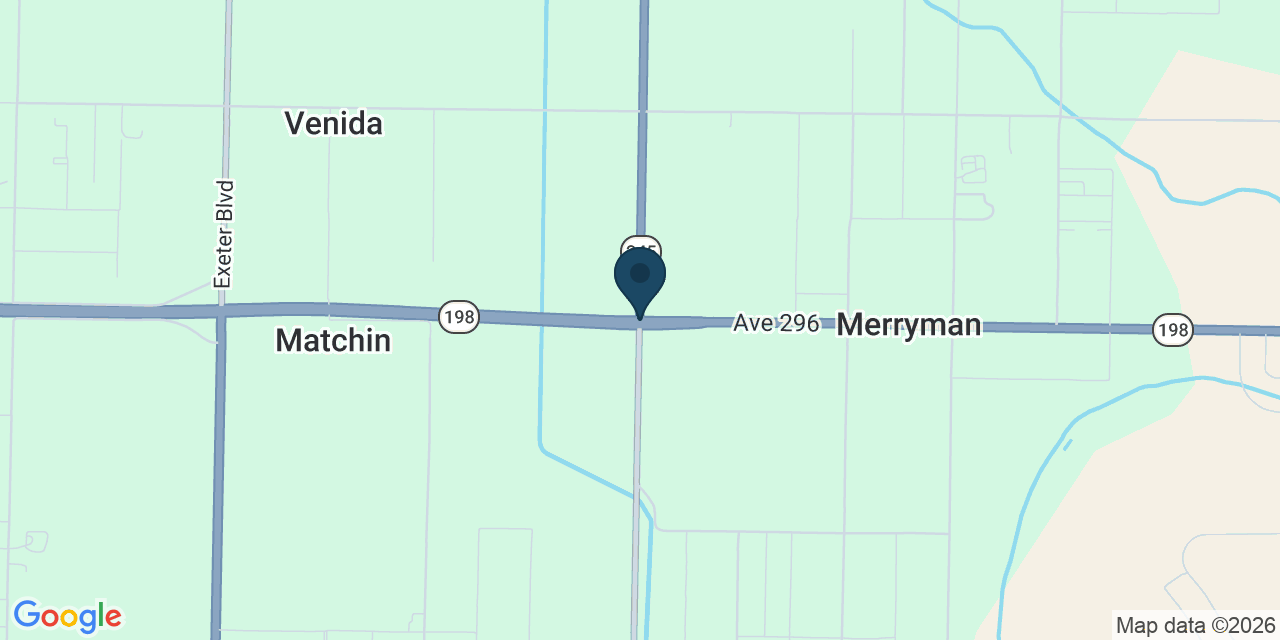 Map showing Tulare County, CA