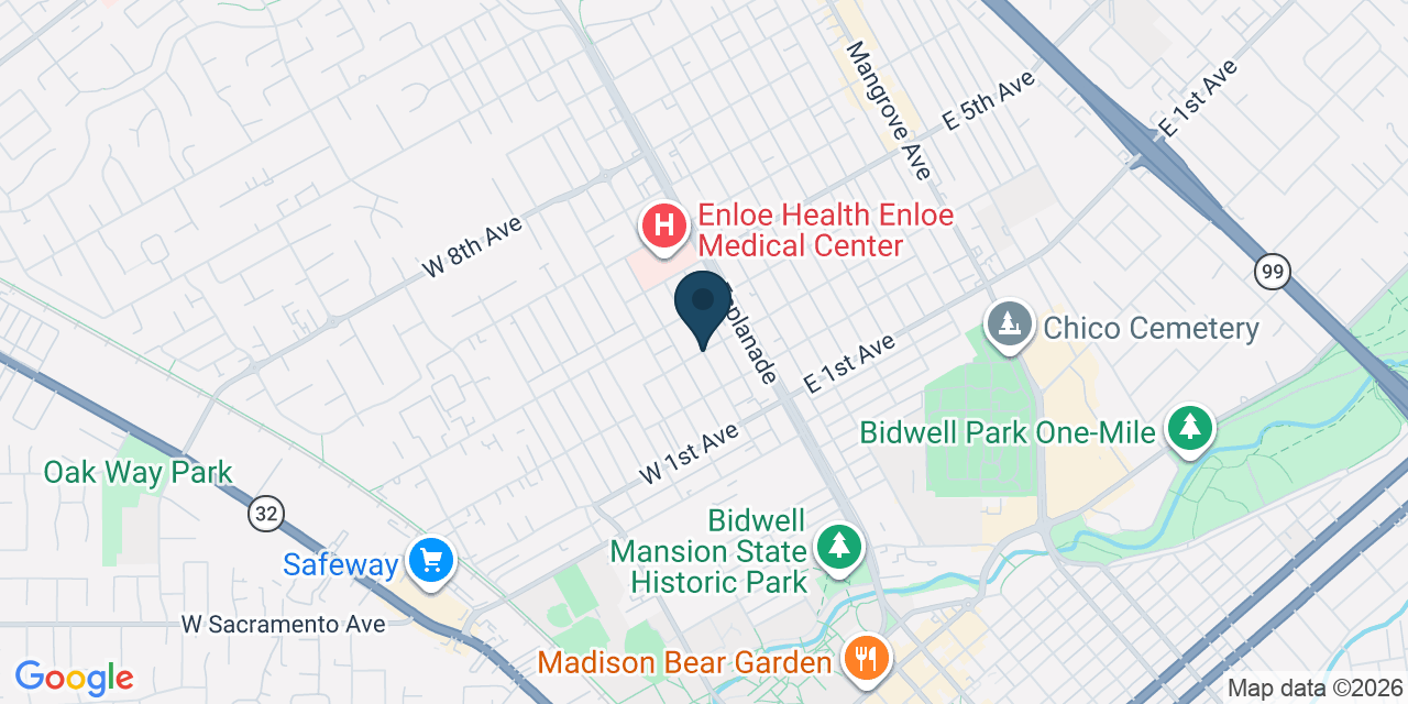 Map showing Chico, Butte County, CA